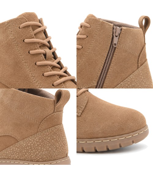 Botin Piel Serraje Mocha con Cordones Purapiel 105491