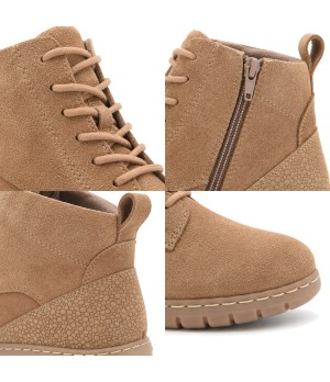 Botin Piel Serraje Mocha con Cordones Purapiel 105491