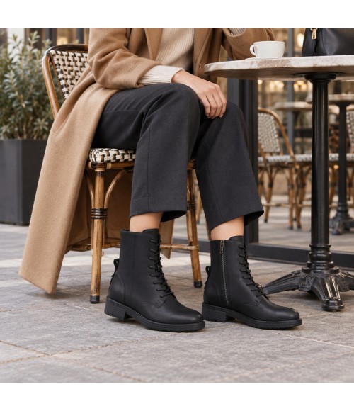 Botin de Piel Negro con Cremallera Lateral Purapiel 105495
