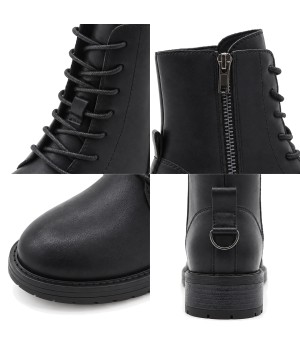 Botin de Piel Negro con Cremallera Lateral Purapiel 105495