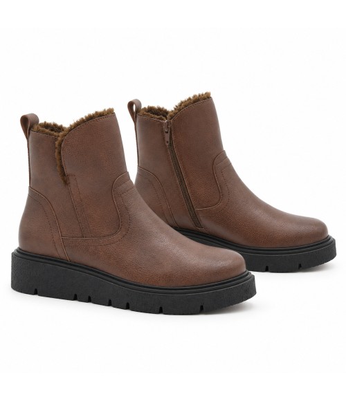 Botin Plano Marron de Piel Purapiel 105496