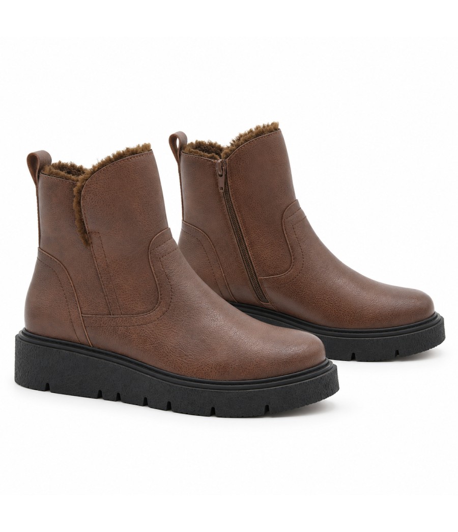 Botin Plano Marron de Piel Purapiel 105496
