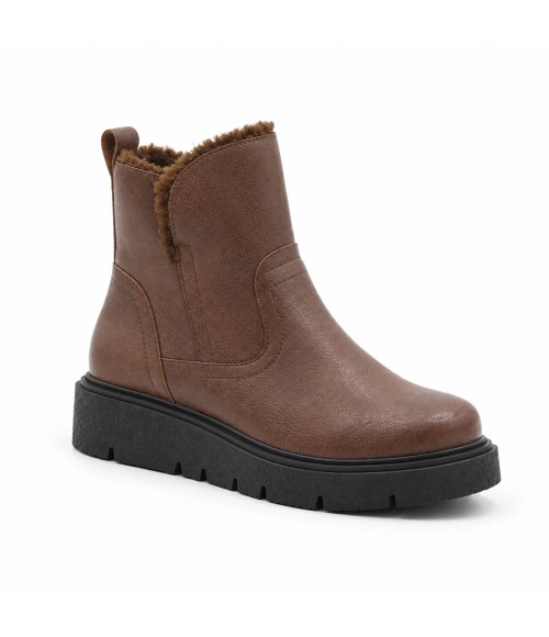 Botin Plano Marron de Piel Purapiel 105496