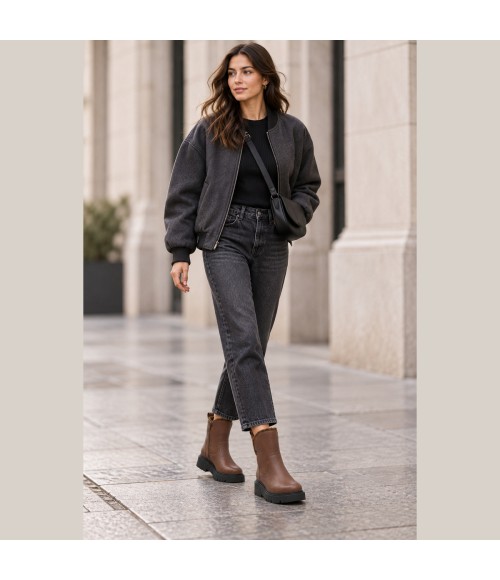 Botin Plano Marron de Piel Purapiel 105496