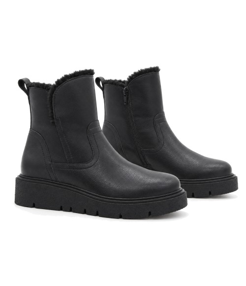 Botin Plano Negro de Piel Purapiel 105497