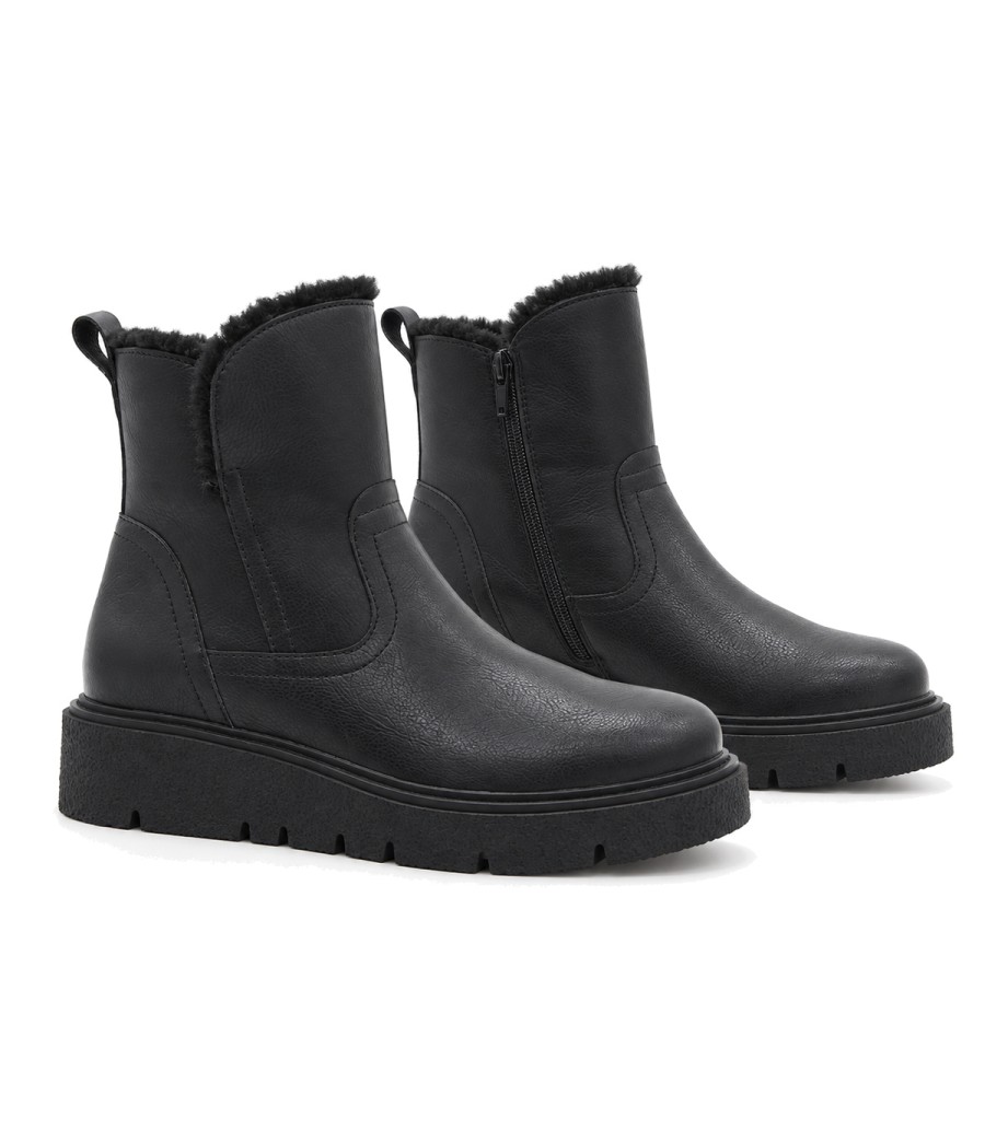 Botin Plano Negro de Piel Purapiel 105497