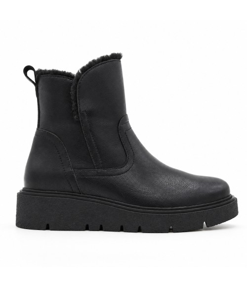 Botin Plano Negro de Piel Purapiel 105497