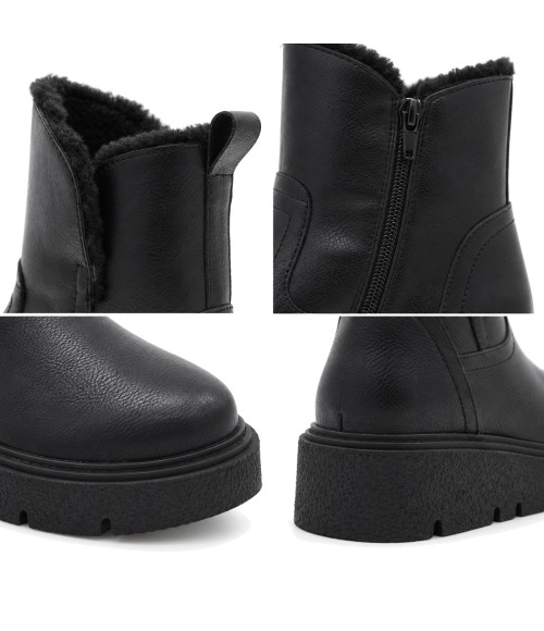 Botin Plano Negro de Piel Purapiel 105497