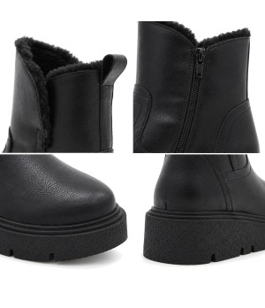 Botin Plano Negro de Piel Purapiel 105497