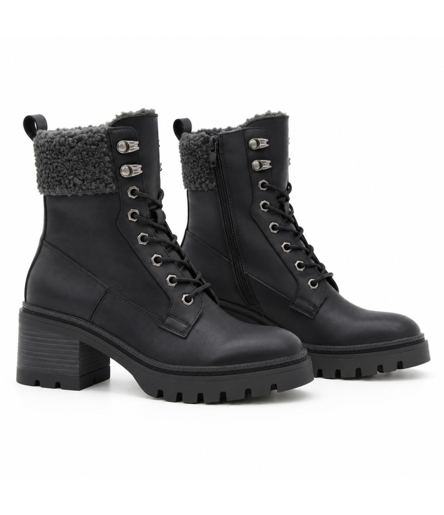 Botines Negros con Forro de Borreguito Purapiel 105500