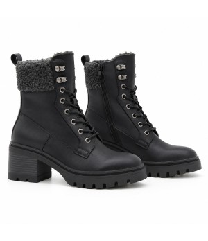 Botines Negros con Forro de Borreguito Purapiel 105500