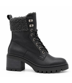 Botines Negros con Forro de Borreguito Purapiel 105500