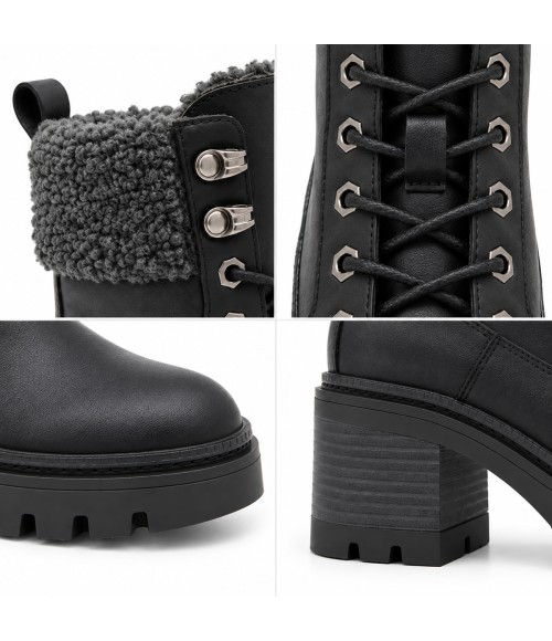 Botines Negros con Forro de Borreguito Purapiel 105500