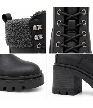 Botines Negros con Forro de Borreguito Purapiel 105500