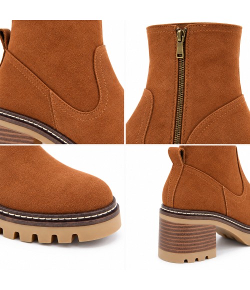 Botin Cuero Serraje con Tacon Ancho Purapiel 105502