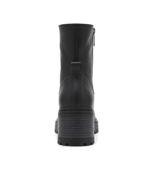 Botin Negro de Piel y Tacon Ancho Purapiel 105503