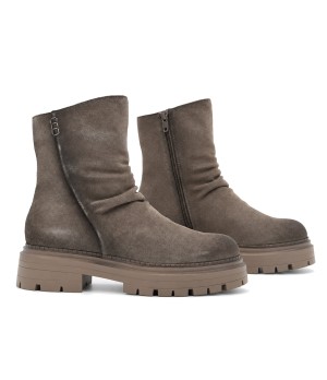 Botin Gris de Piel con Suela Track Purapiel 105505