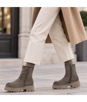 Botin Gris de Piel con Suela Track Purapiel 105505