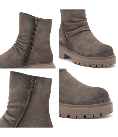 Botin Gris de Piel con Suela Track Purapiel 105505