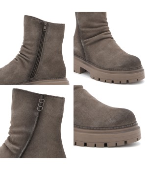 Botin Gris de Piel con Suela Track Purapiel 105505