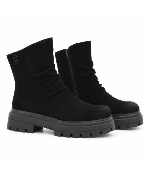 Botin Negro de Piel con Suela Track Purapiel 105506