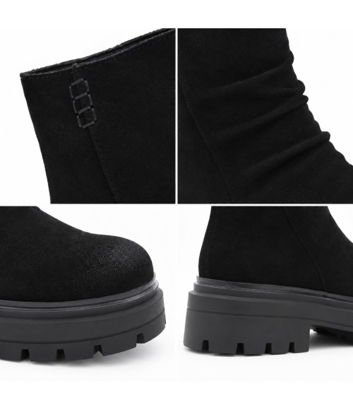 Botin Negro de Piel con Suela Track Purapiel 105506