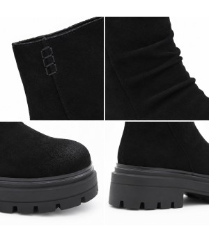 Botin Negro de Piel con Suela Track Purapiel 105506