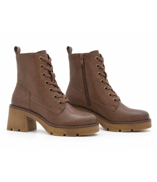 Botin Marron de Piel con Cordones Purapiel 105508