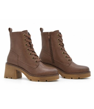 Botin Marron de Piel con Cordones Purapiel 105508