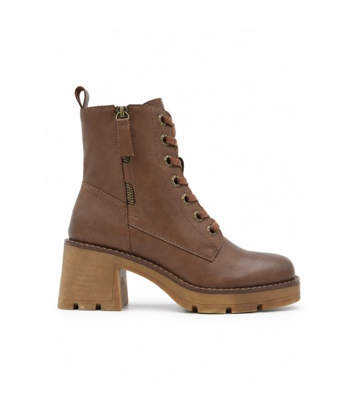 Botin Marron de Piel con Cordones Purapiel 105508