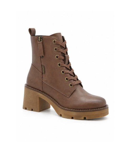Botin Marron de Piel con Cordones Purapiel 105508