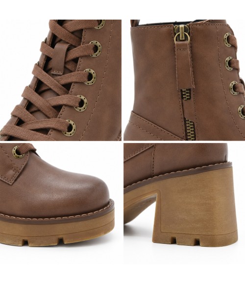 Botin Marron de Piel con Cordones Purapiel 105508