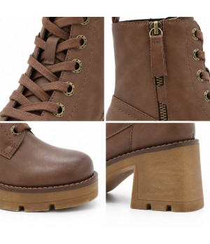 Botin Marron de Piel con Cordones Purapiel 105508