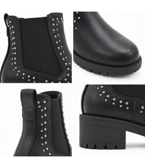 Botin Negro con Tachas y Elasticos Montevita 105512
