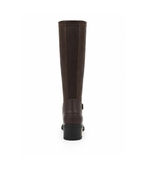 Bota Alta Marron con Hebilla y Tacon Bajo Montevita 105513