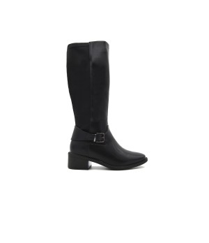 Bota Alta Negra con Hebilla y Tacon Bajo Montevita 105514