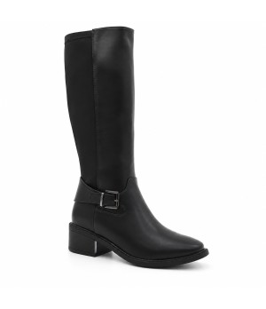 Bota Alta Negra con Hebilla y Tacon Bajo Montevita 105514