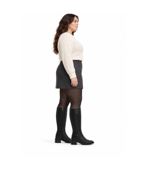 Bota Alta Negra con Hebilla y Tacon Bajo Montevita 105514