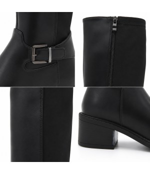 Bota Alta Negra con Hebilla y Tacon Bajo Montevita 105514
