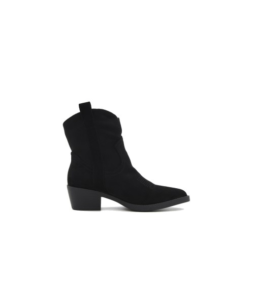 Botin Cowboy Negro Serraje con Bordado Purapiel 105518