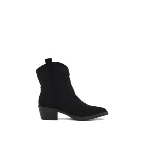 Botin Cowboy Negro Serraje con Bordado Purapiel 105518
