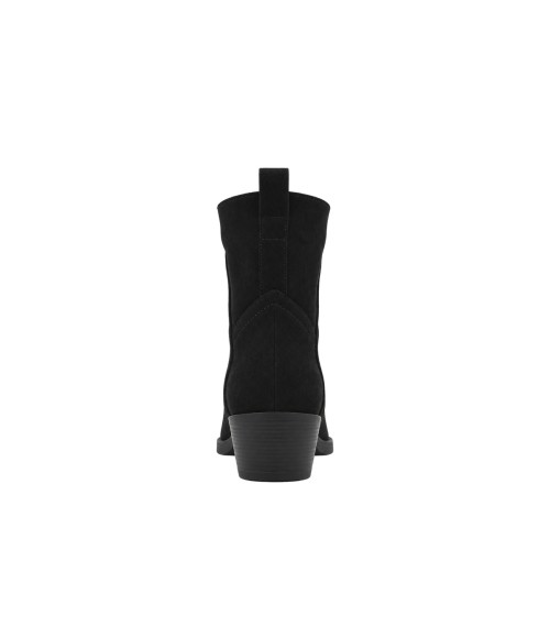 Botin Cowboy Negro Serraje con Bordado Purapiel 105518