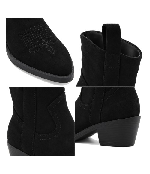 Botin Cowboy Negro Serraje con Bordado Purapiel 105518