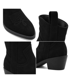 Botin Cowboy Negro Serraje con Bordado Purapiel 105518