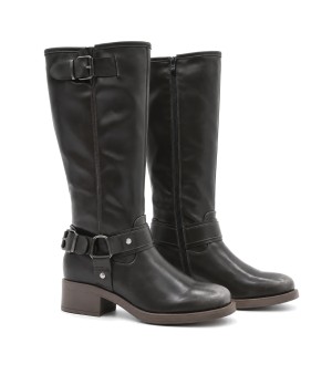 Bota Alta Negra Biker con Hebillas Montevita 105521