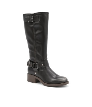 Bota Alta Negra Biker con Hebillas Montevita 105521