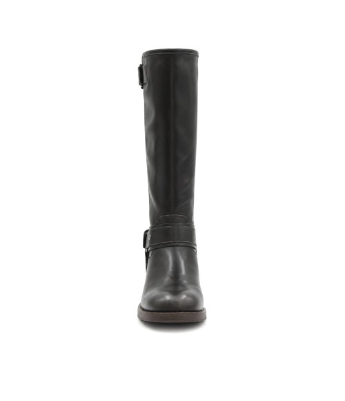 Bota Alta Negra Biker con Hebillas Montevita 105521