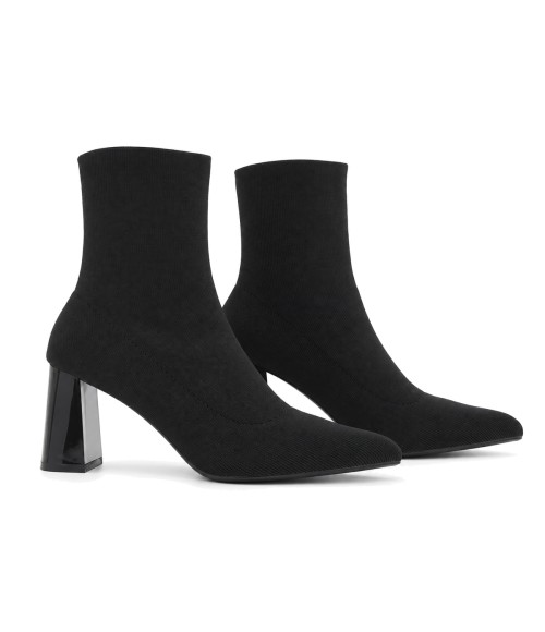 Botin Calcetin Negro con Tacon Ancho Purapiel 105526