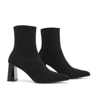 Botin Calcetin Negro con Tacon Ancho Purapiel 105526