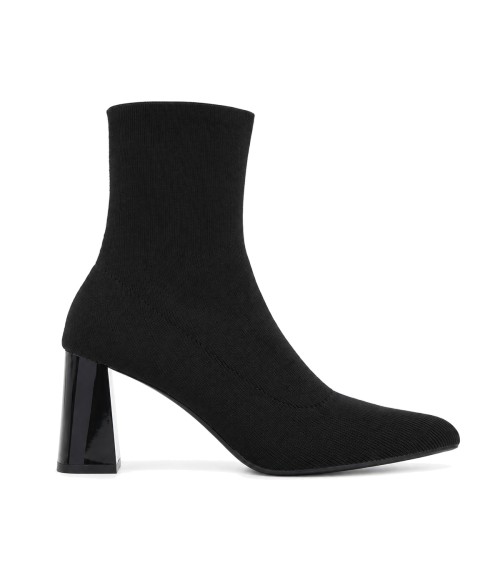Botin Calcetin Negro con Tacon Ancho Purapiel 105526